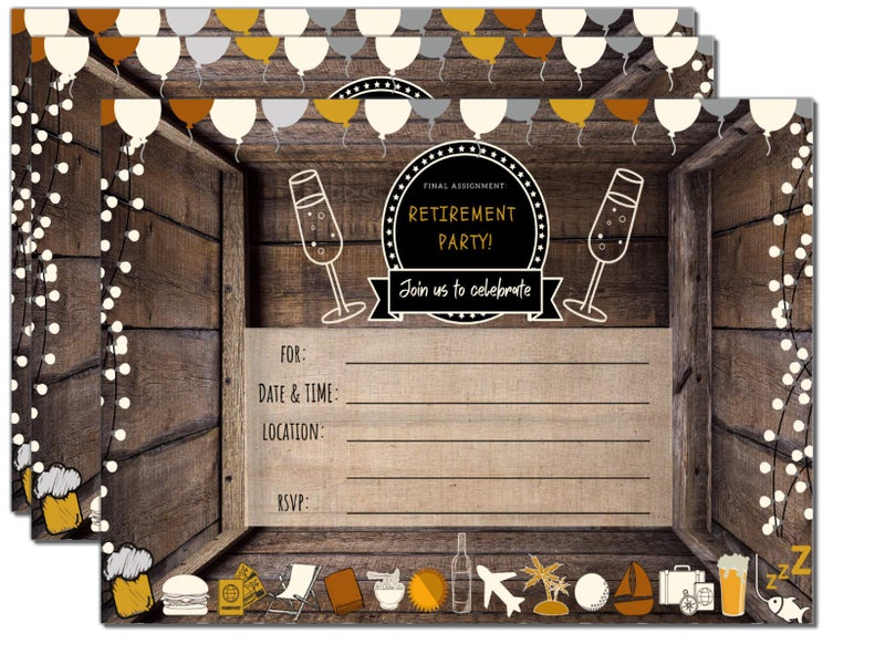 Elcer Retirement Party invitations | Retired Invites cards | 20 Count With Envelopes | Join us Your are Invited Fill In and Country Style Happy Retirement - Image 5